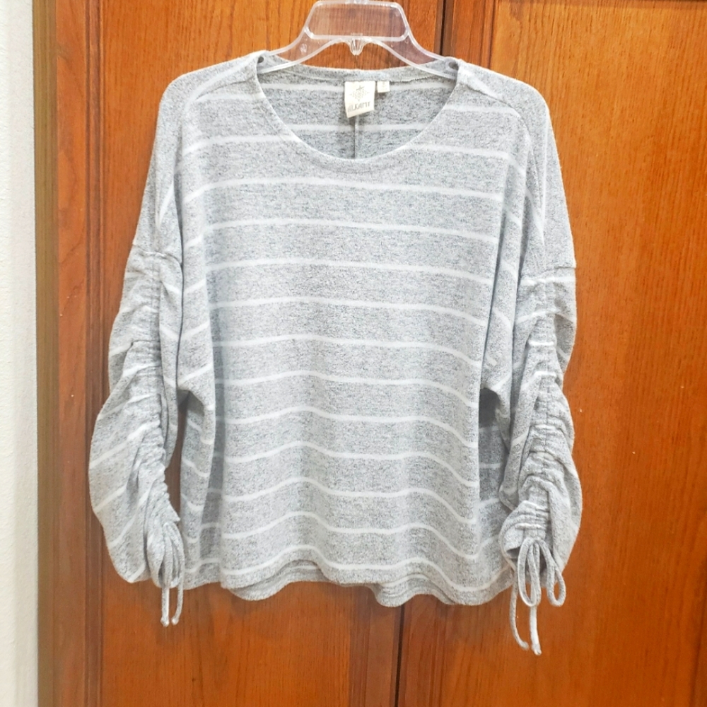 Alkamy insanely soft dramatic sleeves scoopneck marled striped oversized